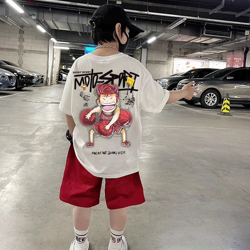 Summer Clothing Drawing For Kids - Shohoku コットンボーイズ服セット夏 Tシャツ + ショートパンツ 2