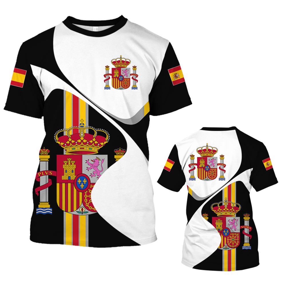 Summer Clothing In Spanish - 2026ヴィンテージスペインTシャツ、3Dフラッグスペイン国旗グラフィックプリントTシャツ、オーバーサイズ半袖トップスTシャツ、衣料品、ファミリーマッチング