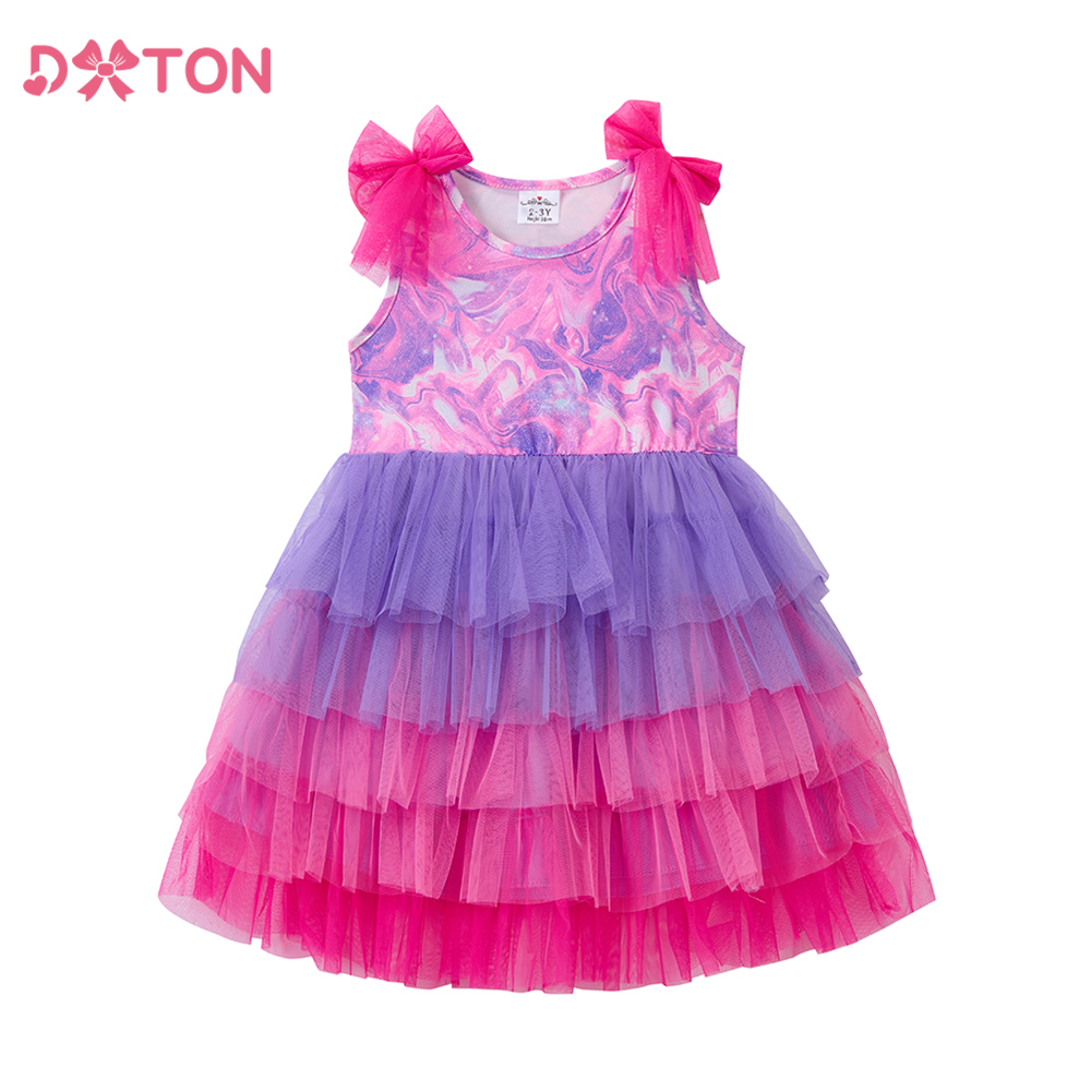 Summer Clothing Drawing For Kids - DXTON 夏休み子供服描画女の子パーティードレス蝶ネクタイノースリーブエレガントな夏休みプリンセスケーキドレス