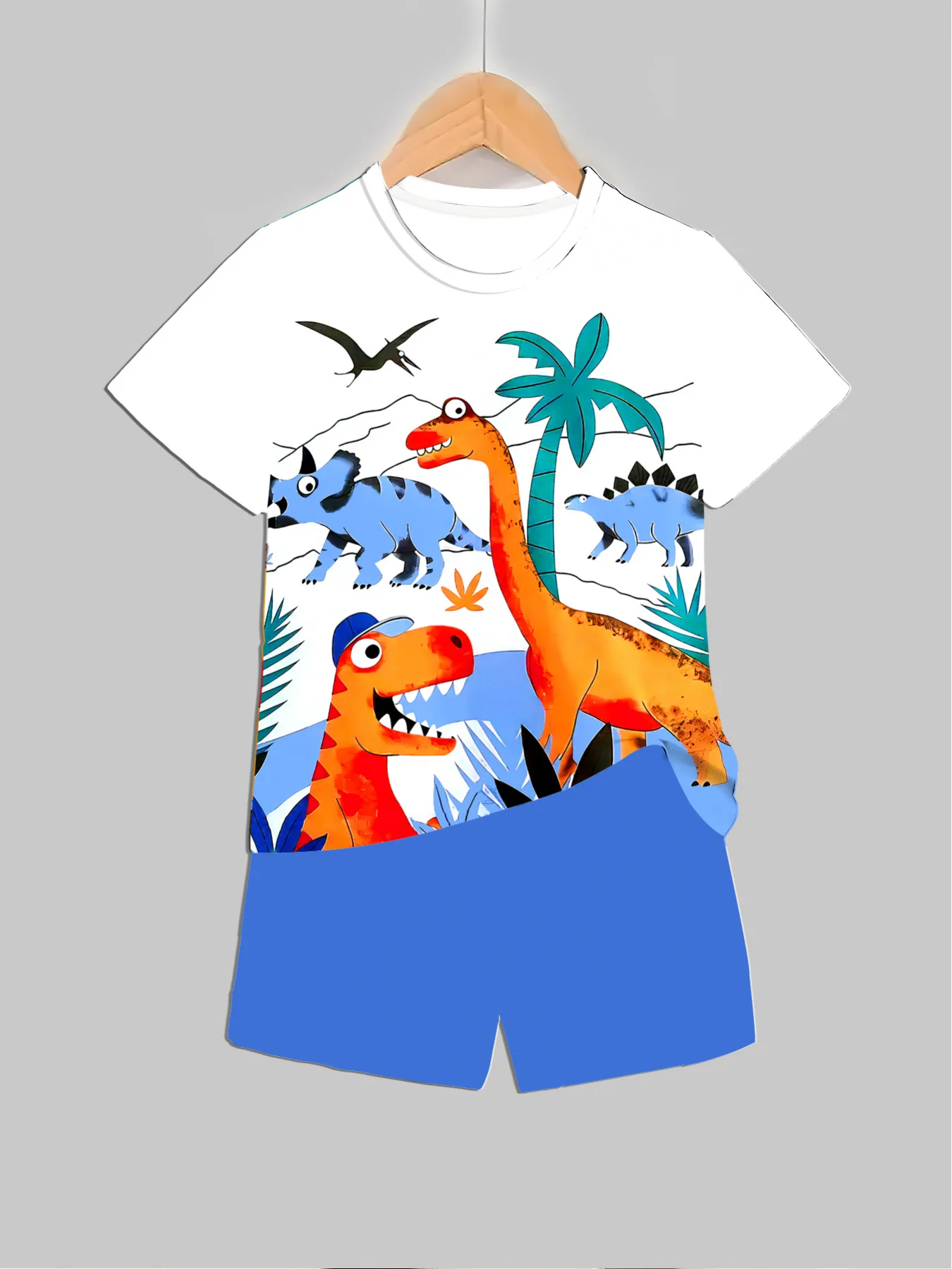 新しい恐竜プリント衣装トップス + ショーツ 2 個夏用男の - Summer Clothing For Girls のレビューと価格