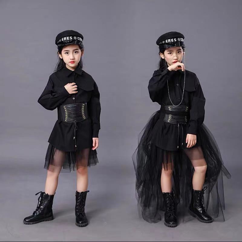 子供の黒のスーツ女の子モデル競争滑走路ファッションキャットウ - Summer Clothing Model のレビューと価格