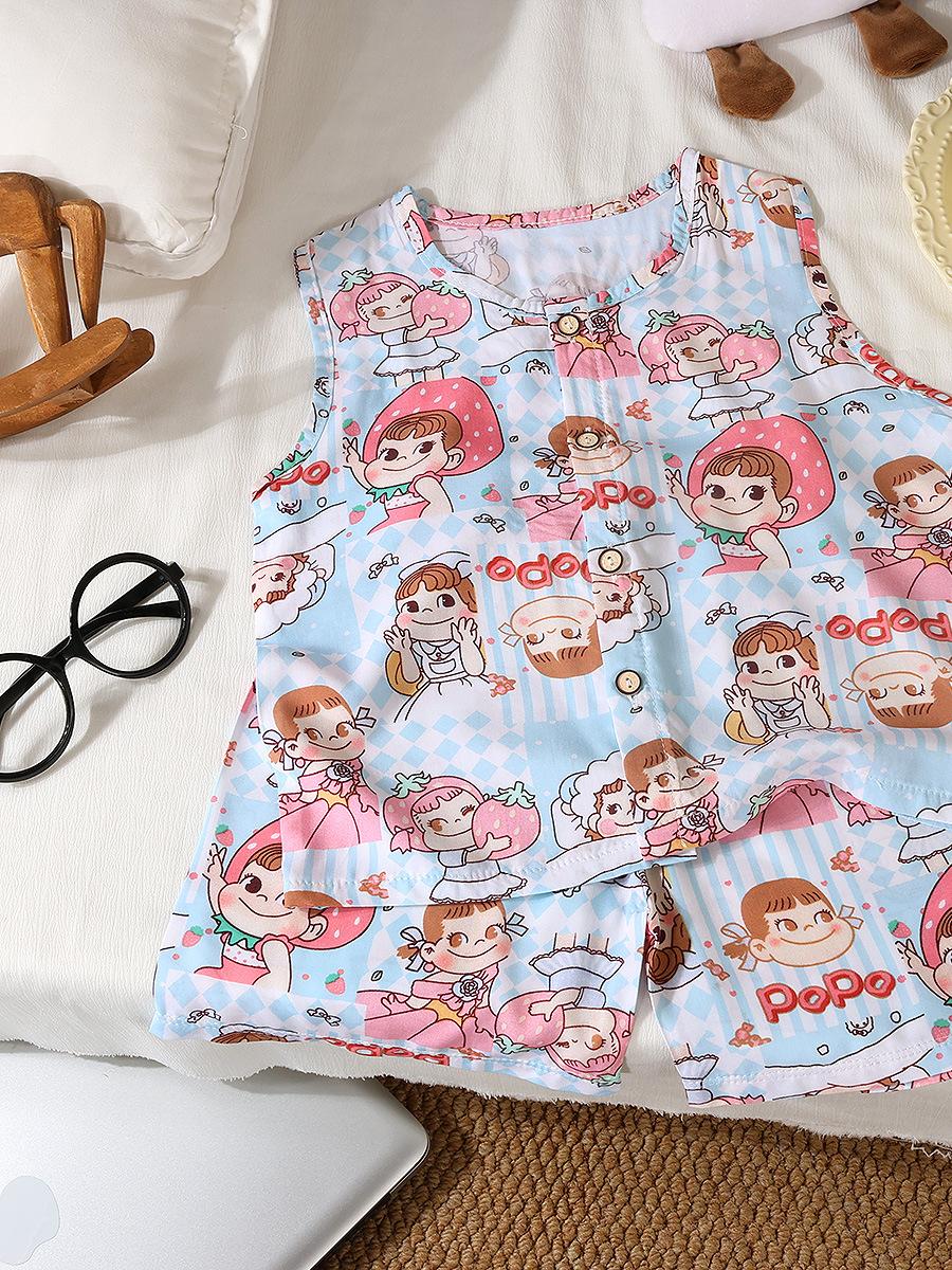 女の子の夏の綿シルクベストショーツセットカジュアル通気性ノー - Summer Clothing For Girls のレビューと価格
