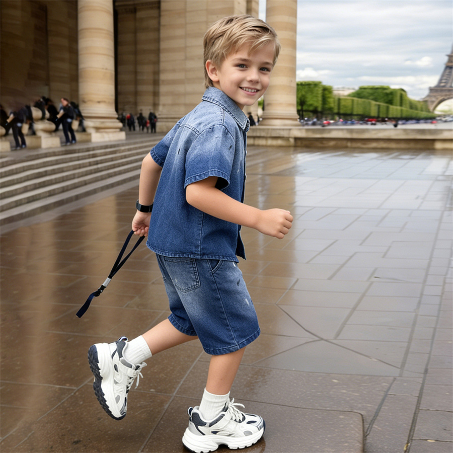 おしゃれな子供用サマーデニムスーツ、男の子用、2歳～11歳、 - Summer Clothing Drawing For Kids のレビューと価格