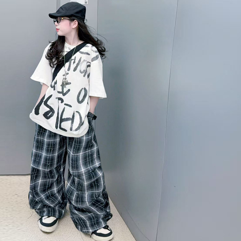 夏の女の子向けヒップホップグラフィティプリントTシャツ、オー - Summer Clothing Drawing For Kids のレビューと価格