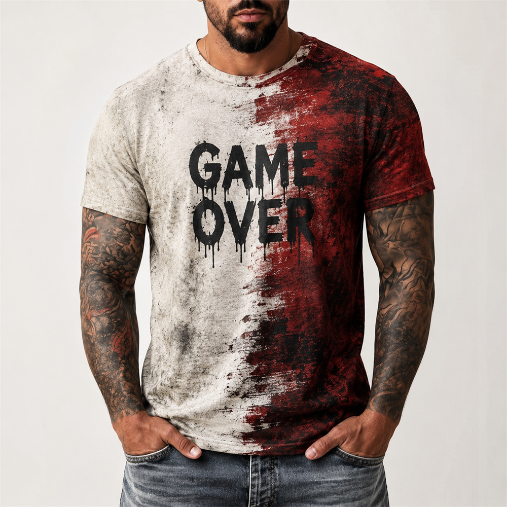 3Dプリント レトロ血痕 ハロウィンTシャツ メンズウェア  - Summer Clothing Words のレビューと価格