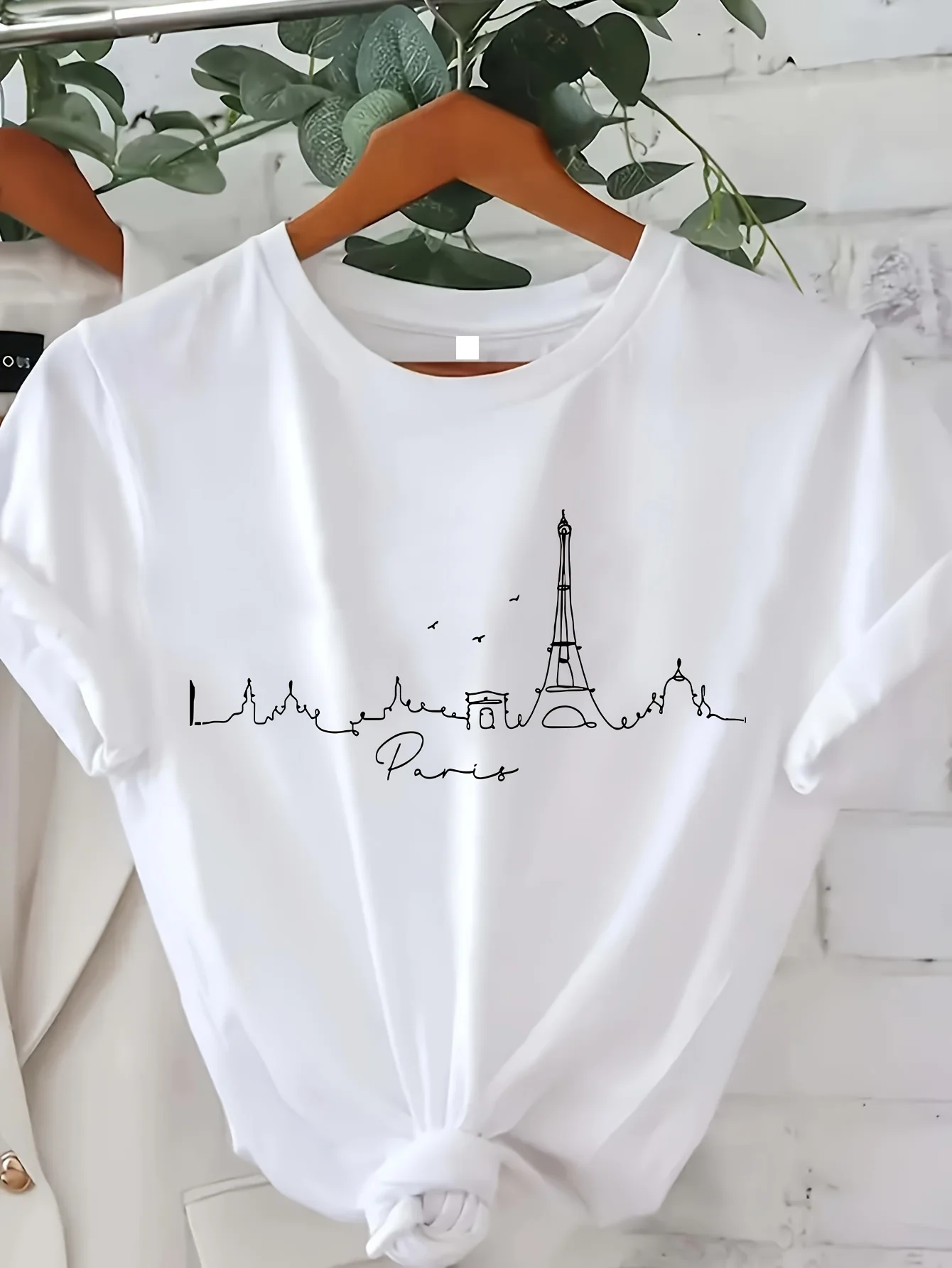 パリプリント Tシャツ半袖クルーネックカジュアルトップ夏 & - Summer Clothing In Paris のレビューと価格