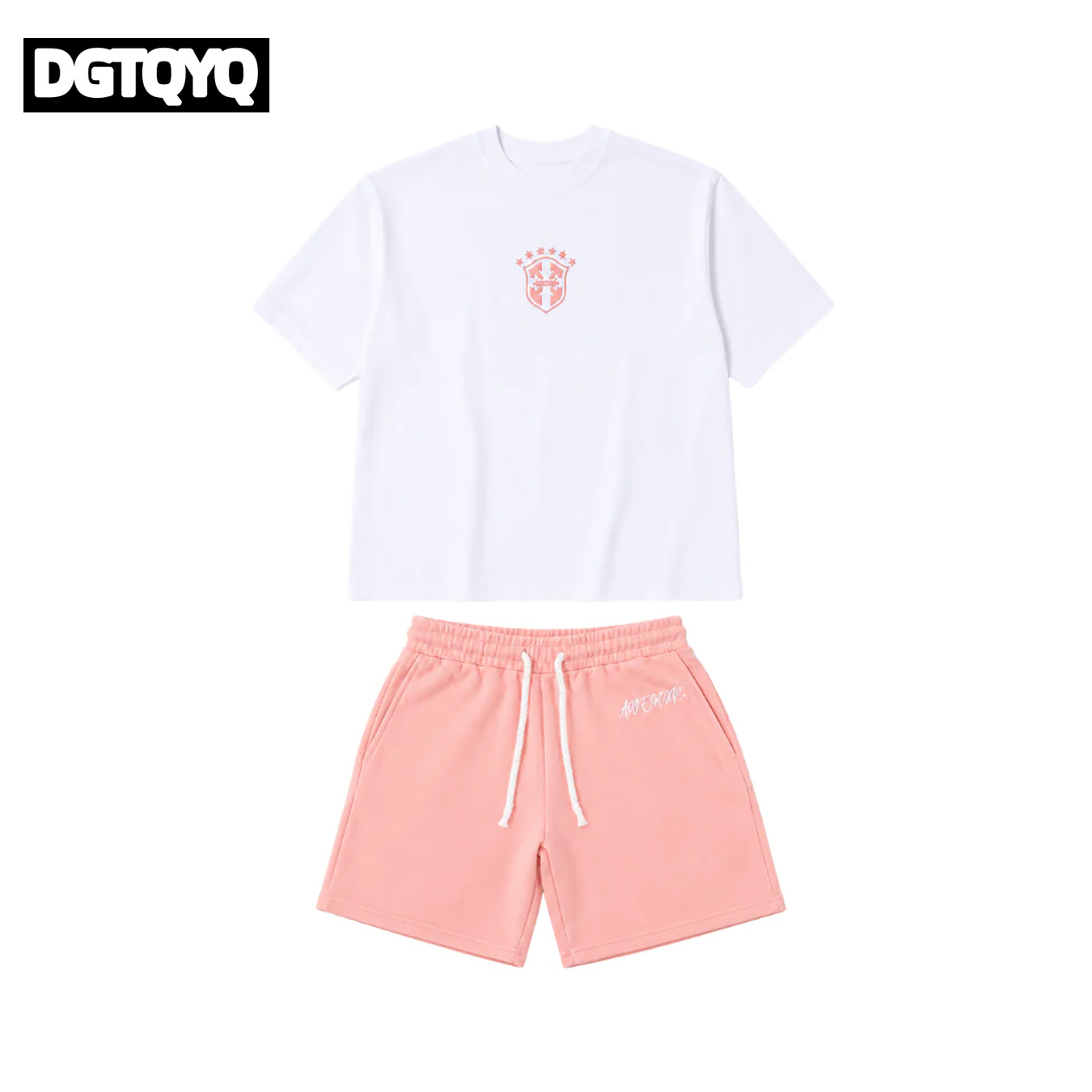 メンズサマー新作ピンク刺繍入りカジュアルショーツストレートル - Summer Clothing Sets Women のレビューと価格