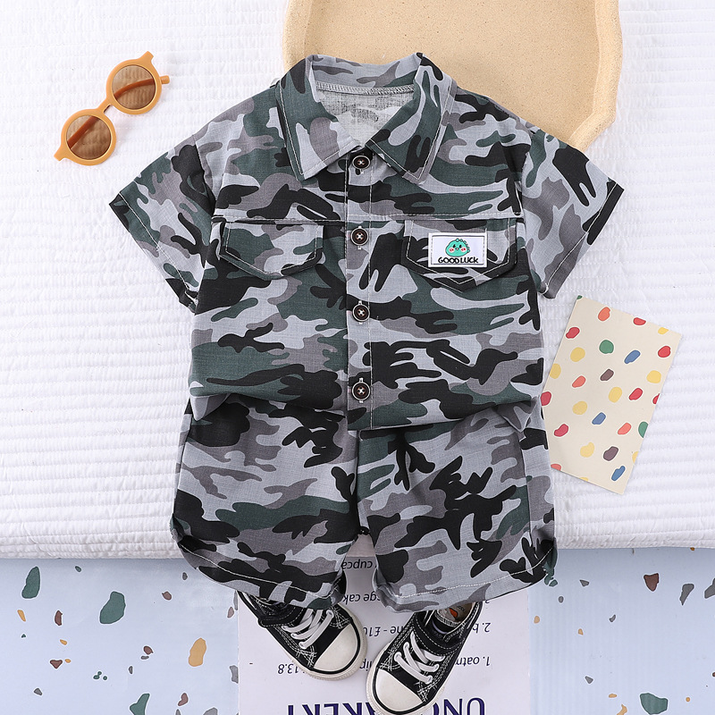 新作夏物幼児男の子用服セット 子供用迷彩柄Tシャツとショート - Summer Clothing Drawing For Kids のレビューと価格