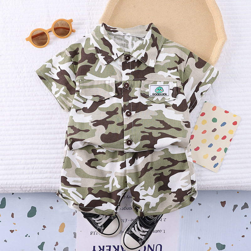 新作夏物幼児男の子用服セット 子供用迷彩柄Tシャツとショート - Summer Clothing Drawing For Kids のレビューと価格