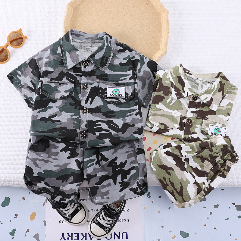 新作夏物幼児男の子用服セット 子供用迷彩柄Tシャツとショート - Summer Clothing Drawing For Kids のレビューと価格