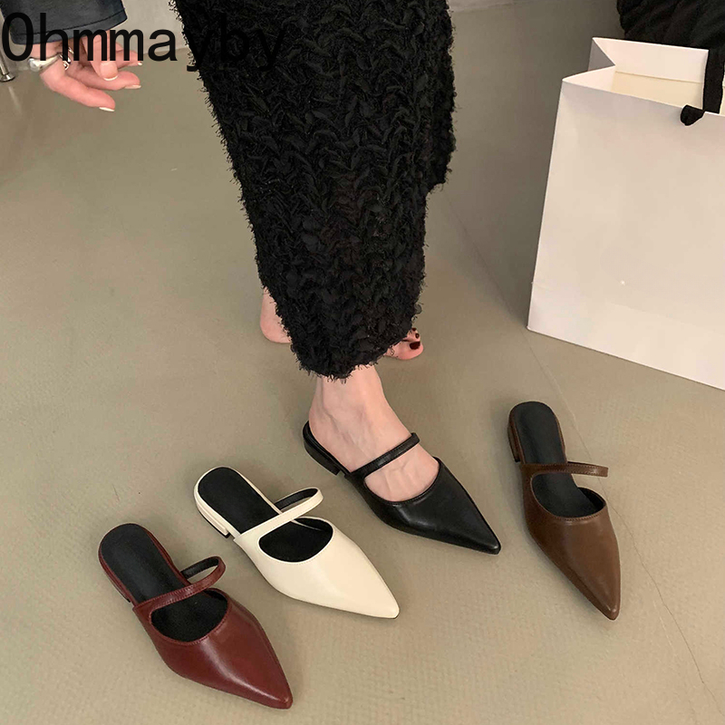 春夏ポインテッドトゥ女性ミュールスリッパファッション浅いパー - Summer Clothing Accessories のレビューと価格