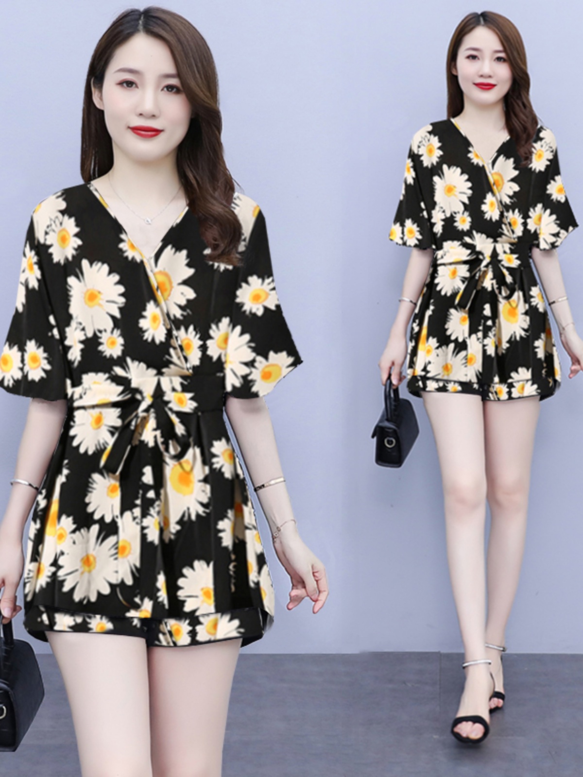 プラスサイズの女性のファッショナブルな夏服半袖シフォンドレス - Summer Clothing Accessories のレビューと価格