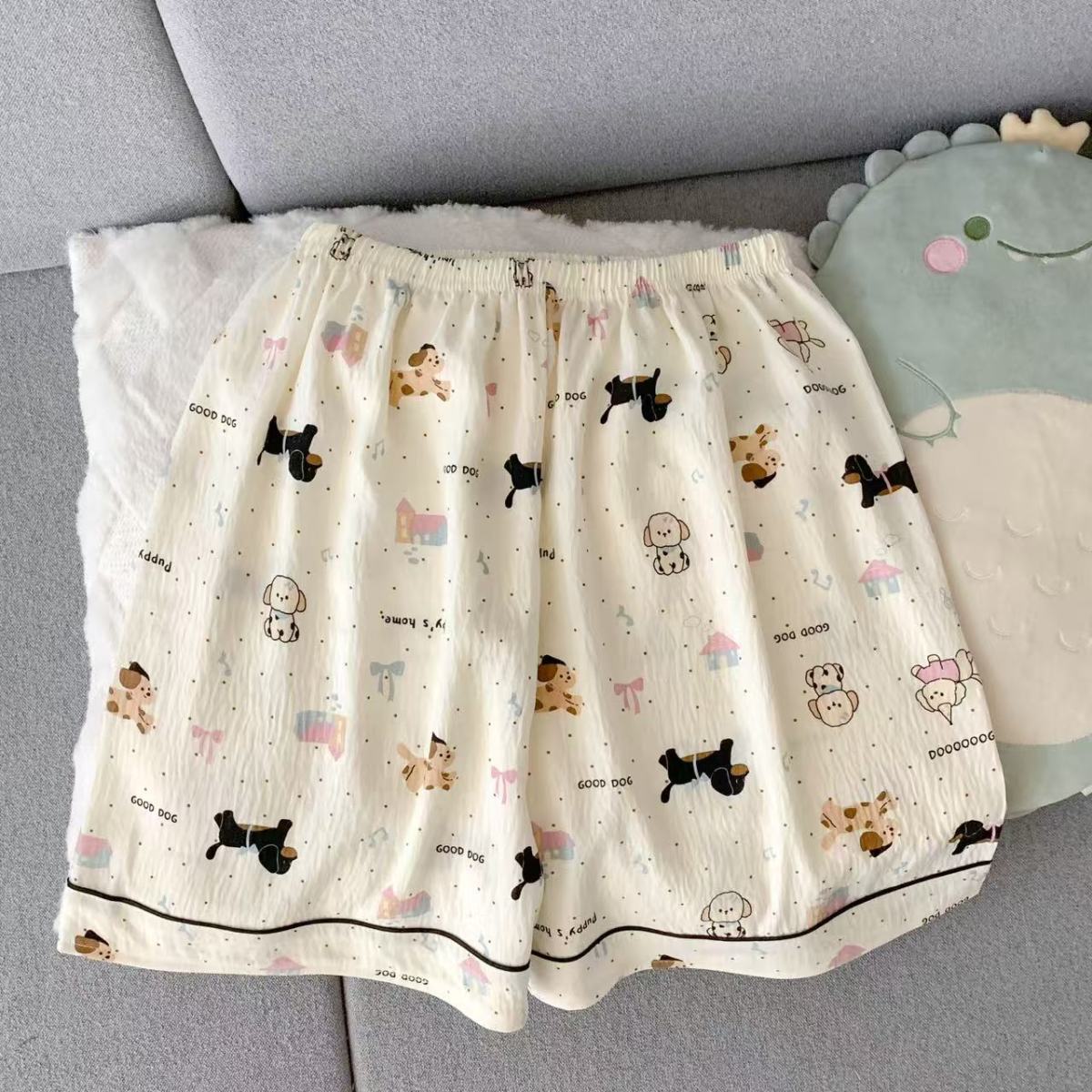 夏用薄手パジャマ 女性用 子犬柄 半袖ショートパンツ 甘くて - Summer Clothing Sets Women のレビューと価格