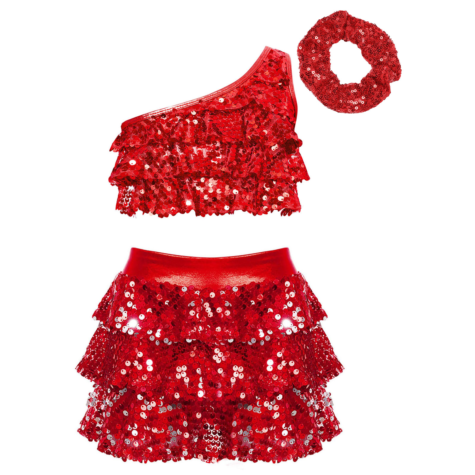キッズガールズ光沢のあるスパンコールラテンジャズダンス衣装パ - Summer Clothing For Girls のレビューと価格